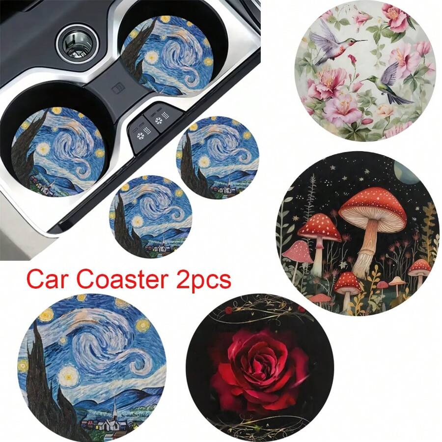 2 piezas Posavasos de coche elegantes y duraderos que se secan rápido y no resbalan - Talla única 2 piezas - Ver 1