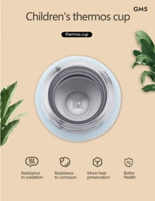 Double Layer Children's Thermal Bottle With Silicone Straw, Stainless Steel, 500ml - trái cam - Xem 5