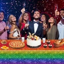 Colorful Tablecloth Plastic Colorful Tablecloth 54 X 108 Inch, Disposable Tablecloth Colorful Party Decorations For Birthday, Wedding, Bridal Shower, Pride Party, Valentine's Day, Bachelorette Party, Mother's Day