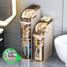 Ultra-Thin Bathroom Locker, Waterproof Narrow Bathroom Locker, Floor Cabinet With Wheels And Toilet Paper Holder, Suitable For Small Space, Living Room, Bathroom, Bedroom 2/3/4 Floors