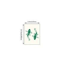 1 pieza Cuadro de pared de arte japonés con ilustración tradicional de carpa koi verde vintage, pintura en lienzo con ilustración de pez, póster de decoración zen para dormitorio, sala de estar o apartamento, decoración de regalo para ella sin marco