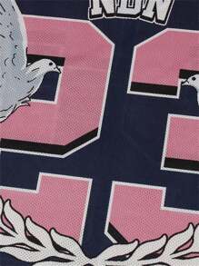 قميص بيسبول مطبوع بطباعة أحرف الهاراجوكو الأمريكية الصيفية Y2K، قصير الأكمام للنساء، كاجوال قطن فضفاض