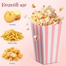 20/10/5pcs Striped Popcorn Paper Boxes, Party Favor Bags, Candy Boxes For Birthday Party, Snacks Containers For Movie Theatre, Popcorn, Fries, Chicken Nuggets Back To School