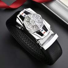 高级自动扣男士腰带，中年商务休闲腰带，百搭休闲、商务、男友、丈夫、父亲、男士礼物，日常穿着、时尚、青少年、户外、度假、运动、旅行、街头、波西米亚风、复古秋季、万圣节秋冬配饰，适合青少年、青年、男士、休闲、户外、运动、度假、毕业礼物、生日、日常穿着