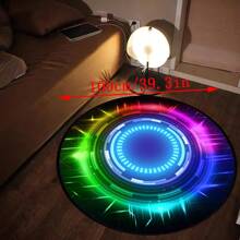 1pc Technological Colorful Optical Element Round Rug, Modern Creative Plush Velvet Printed Rubber Base Area Carpet, Adorable Fuzzy Non-Slip Bedside Mat, Suitable For Living Room, Bedroom, Kitchen, Bathroom, Game Room, All Seasons Home Decor Rugs Door Mat Room Decor Carpet For Living Room Kitchen Rug Bedroom Decor Blankets And Throws Rugs For Bed Room Bathroom Decor Room Decoration Stuff Living Room Decor Office Decor House Decor Home Decor Living Room Bathroom Rug Room Decor Aesthetic