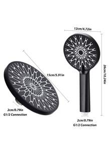 2件套双花洒套装，手持+顶喷花洒套装，3档喷水，升级家居淋浴体验，享受奢华SPA般的沐浴 - 黑色 - 查看 4