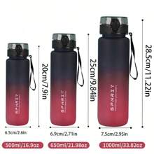 1 PIEZA Vaso de agua de plástico de gran capacidad de 500ml, 650ml, 1000ml con degradado de color, taza de agua para deportes al aire libre, botella de agua para beber directamente, fácil de usar