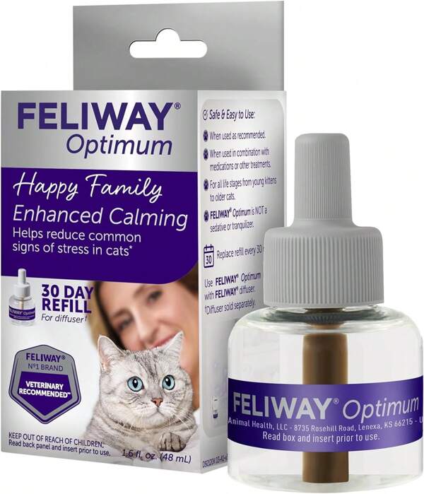 FELIWAY Optimum, Enhanced Calming Pheromone, Reduce Common Signs Of Stress In Cats (30-Day Refill – 1 Pack)