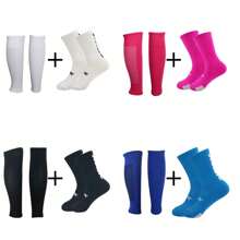 2pcs/Set Professional Anti-Slip Soccer/Football Long Socks With Double-Layer Shin Guards - Multicolor - View 1