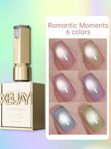 XEIJAYI 6pcs 15ml Romantic Moments Cat Eye Nail Gel Polish, Semi Permanent Nail Art Soaking UV LED Nail Salon DIY Nail Salon Gel For Spring And Summer-With Magnetic Stick Included