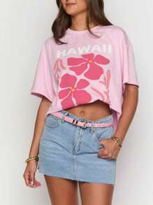 Oversized Graphic T Shirt For Women Teens Girl Y2K Floral Short Sleeve Baggy Tee Shirts Loose Fit Vintage Aesthetic Coastal Tops Summer Beach Going Out Tops - Hồng - Xem 5