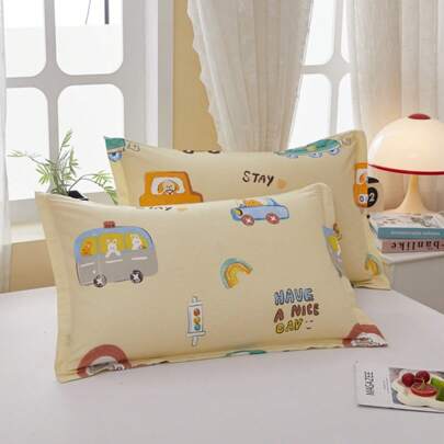 1pc Soft Toddler Sleep Pillow Cover, Machine Washable Cotton Children's Printed Pillowcase, Perfect For Travel, Crib, Boys & Girls