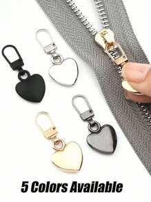 心形拉链头，快速安装拉链助手，可拆卸拉链头，可拆卸拉链头，适用于包袋、外套、夹克、手提箱 - 金属替换配件，易于使用且耐用 - 彩色 - 查看 1