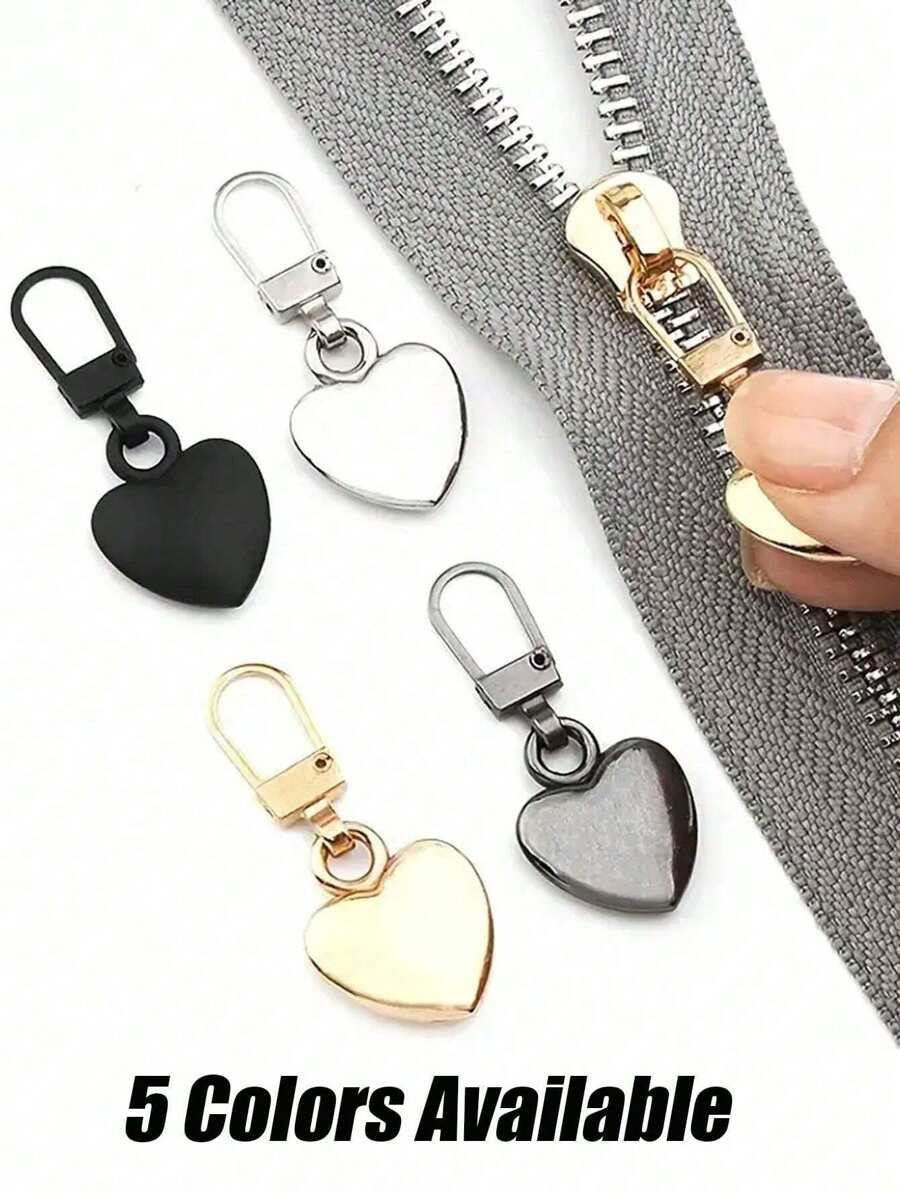 心形拉链头，快速安装拉链助手，可拆卸拉链头，可拆卸拉链头，适用于包袋、外套、夹克、手提箱 - 金属替换配件，易于使用且耐用 - 彩色 - 查看 1