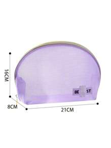 1pc Hand Semi Circle Cosmetic Bag Light Bag Mesh Travel Storage Organizer Beach Quick Dry Toiletries Box, Hand Semi Round Cosmetic Bag Dumpling Cosmetic Bag Mesh Travel Storage Bag Beach Quick Dry Toiletries Bag, New Hand Wash Bag Mesh Bag Medium Bag Portable Travel Storage Bag Beach Lipstick Cosmetic Bag - Multicolor - View 13