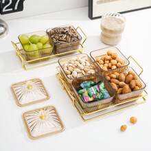 صينية تقديم أنيقة ذات غطاء - مثالية لتقديم المكسرات والحلويات وغيرها - خيار مثالي لطاولة الصالون ومائدة القهوة في المنزل