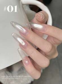 10ml Spring Summer Nails Hot Style Non-Gray Universal White Cat Eye Gel Nail Polish 2025 New Style Super Flash White Glass Bead Nail Art Nail Supplies