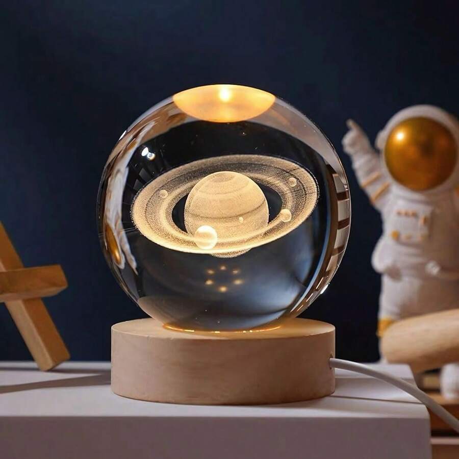 Crystal Led Light Outer Space Decorative Universe Saturn Astronaut Moon Lamp Astronomy Home Decorations