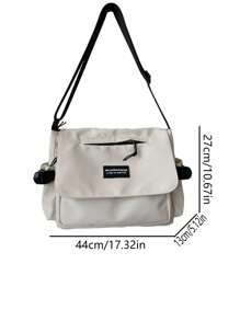 Harajuku Style Flag Messenger Bag, Zipper Satchel Bag For Men Women, Bookbag With Side Pockets, Shoulder Bag Sling Bag - White - View 4