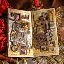 MOCARD 2 件/包复古欧洲绘画风格硬卡贴纸，创意美学贴纸，DIY 装饰剪贴簿工艺用品，个性化礼物，学校文具 - 藍色 - 查看 7