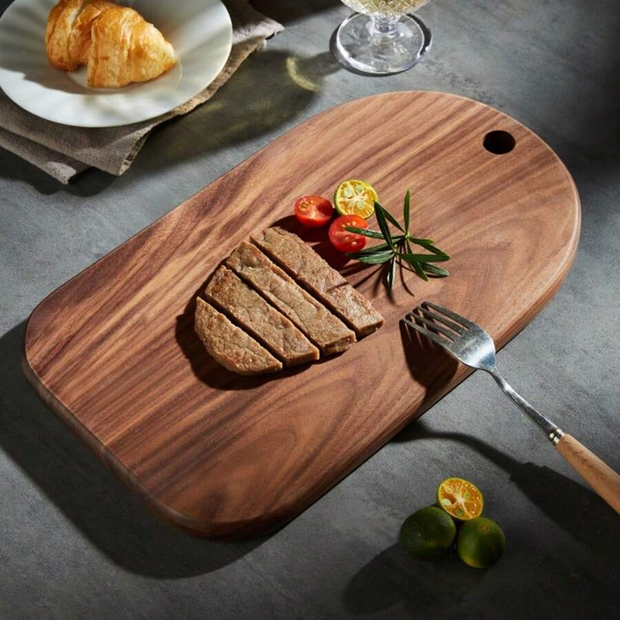 1 Piece Hanging Wooden Cutting Board - Acacia Wood Cutting Blocks, Perfect For Families, Restaurants, Fruits, Vegetables, Cooked Outdoor Picnics, Parties And Holidays Such As Christmas, Valentine's Day And Mother's Day