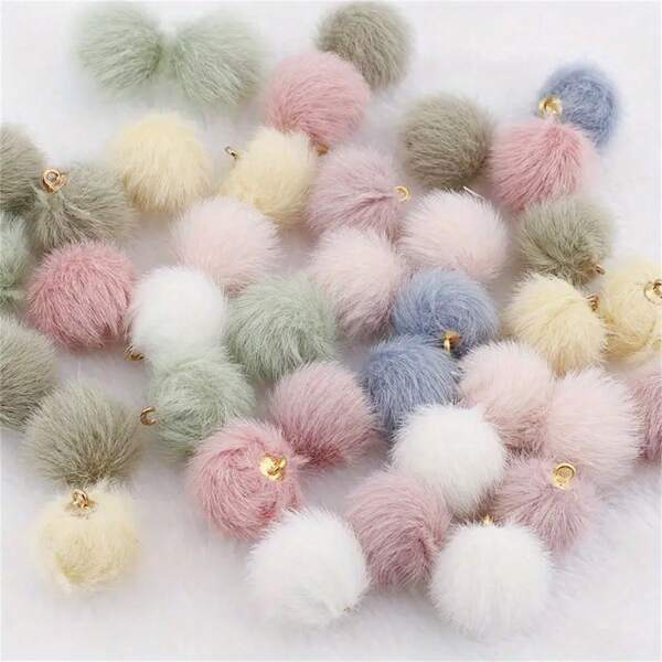 20/50/100pcs Multi-Color Faux Rabbit Fur Pom Pom Pendant, 1.8cm Fluffy Ball, 18 Colors, Winter Series Accessories, Suitable For DIY Christmas Crafts, Earrings, Hair Accessories, Keychains
