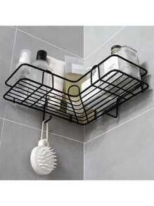 1 pezzo Scaffale organizzatore da bagno, portarotolo di carta igienica impermeabile, montato a parete, anti-ruggine, senza fori, può contenere articoli da toeletta, vasetti per spezie, da cucina e bagno