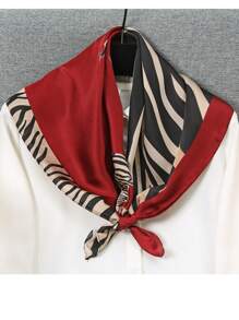 1 Stück modischer vielseitiger schwarz-weißer Tierprint 70cm kleiner quadratischer Schal/Schal, elegantes Damen Haaraccessoire, dekorativer Stirnband Turban Stirnband Schweißband