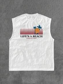 Men's Casual Personalized Retro Holiday Patterns Printed Top, Paired With Casual Pants, Suitable For Travel/Vacation/Outdoor Camping/Sports - White - View 2