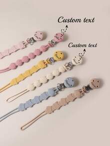 1pc Personalized Baby Name Custom Pacifier Clip, Silicone Teether Anti-Lost Chain