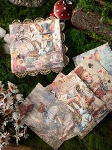 30 张/包复古童话主题装饰纸，6 种款式可供手撕和剪贴，文具和剪贴簿配件，返校