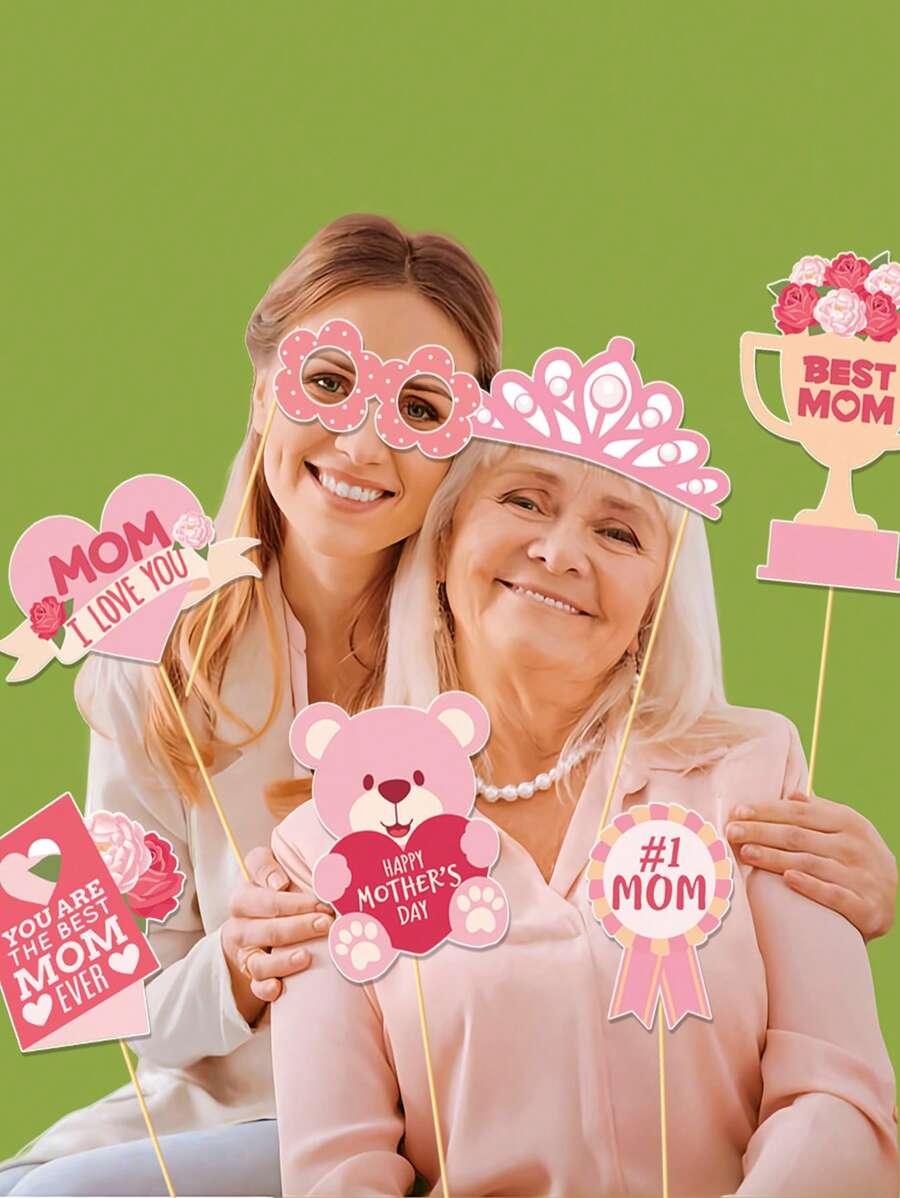 25 件母亲节摄影道具，流行母亲节趣味派对装饰套装，节日礼物 - 彩色 - 查看 1