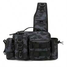 Tactical Camouflage Fishing Sling Bag, Multi-Functional Outdoor Chest/Waist Pack With Fishing Rod Holder, Large Capacity For Hiking, Camping And Fishing - Multicolor - View 12