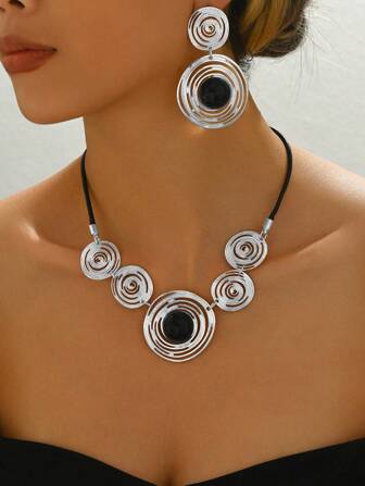 3 st/set geometrisk cirkel spiralmönster akryl smycken set