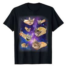 Burrito Cat And Taco Cat Space Galaxy Meme Tacocat Silly T-Shirt Charming And Funny Women's T-Shirt - màu đen - Xem 1
