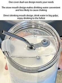 1pc 1000ml Transparent Glass Tumbler With Lid And Straw, High Borosilicate Glass, Universal High-Grade Anti-Leak Water Bottle With Handle, Large Capacity Straw Cup, Anti-Leak Mug For Office & Home Use