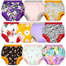 JIANGTAO Big Elephant 10 Pack Kids Potty Training Underwear – Reusable Toilet Training Pants And Potty Trainer For Toddlers 32481 - 紫色花 - 查看 1