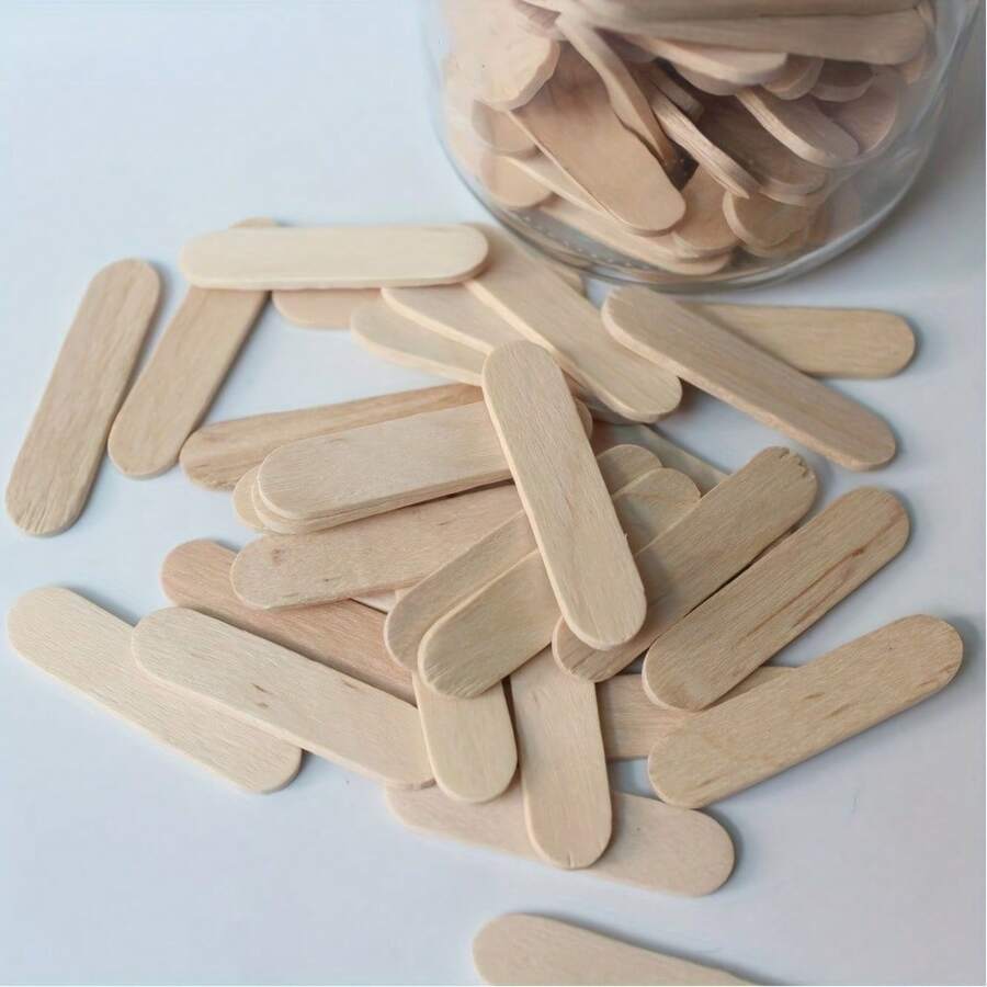 50pcs/Pack Plain Wooden Ice Cream Sticks, Lollipop Sticks, Spoon Sticks, Suitable For Summer DIY Ice Cream, Perfect Ice Cream Accessory For Summer