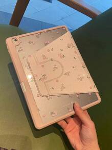 1 件可爱粉色 Ditsy 花卉双面全印花亚克力透明水晶透明保护壳 720 度旋转带笔槽，兼容 iPad 和平板电脑等 - 支持睡眠/唤醒功能 - 彩色 - 查看 6