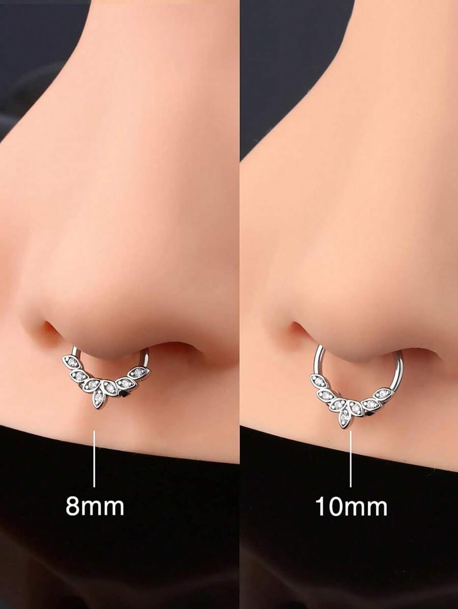 1pc 16G Septum Rings Stainless Steel Nose Rings Hoop Inlaid With Zirconia Multifunctional Ring Daith Earrings Hoop Cluster CZ Hinged Segment Clicker Daith Helix Conch Tragus Ear Piercing - Nasal Septum Ring - View 1