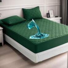 Waterproof Mattress Protector With 2 Pillowcases, Perfect For Pet And Baby Families,Breathable Moisture-Proof Mattress Cover, Waterproof Polyester Bed Protector For Dormitory/Bedroom/Hotel - Machine Washable