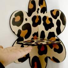1pc Bohemian Leopard Pattern Wooden Flower Shaped Wall Crystal Storage Holder, Minimalist Decor For Home - Ms10061 - View 5