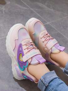 女童轻便休闲运动鞋，舒适软底可爱学生跑步鞋，网眼透气休闲鞋，适合日常穿着、上学、运动、四季 - 紫色 - 查看 7
