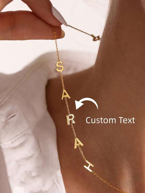 Personalisierte schräghängende Namenskette aus Edelstahl mit 26 Buchstaben, kundenspezifische Geburtstagsjuweliergeschenke, Muttertagsgeschenke