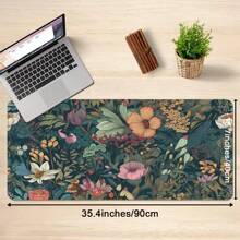 Boho Flowers Large Gaming Mouse Pads Black Office Desk Mat With Non-Slip Rubber Base, Stitched Edge Mousepad For Work, Game, Home Christmas Thanksgiving Gift - Color - View 3