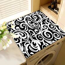 1pc Absorbent Drying Mat, Laundry Room Printed Washing Machine Dust Cover, Countertop Absorbent Tablecloth, Refrigerator Absorbent Quick-Dry Mat, Microwave Oven Dust Cover, Modern Washing Machine & Dryer Top Cover