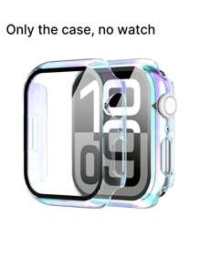 1pc Watch Protective Case Compatible With Apple Watch Ultra 3/ 2/ 1 /SE Series /S10 /S9/ S8 /S7 /S6/ S5/ S4/ S3/ S2/ S1, Colorful Gradient Magical Color Transparent PC Hard Material With Tempered Glass Screen Protector, Full Protection Against Scratch, Collision, Dust For Outdoor Sports, Yoga, Fitness, Party Etc. Suitable For Men And Women, 38mm 40mm 41mm 42mm 44mm 45mm 46mm 49mm Watch Protection Cover, Fashionable New Global Bestselling Apple Watch Protective Case