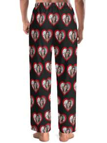 Custom Photo Printed Men's Pajama Pants, Funny & Comfortable Personalized Sleepwear, Unique Cozy Custom Pants For Men, Perfect Gift For Boyfriend, Husband, Friends, Ideal For Birthdays, Holidays, Anniversaries, And Special Occasions, Fall & Winter - Black - View 6
