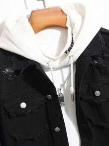 Chaqueta vaquera desgastada para hombre, chaqueta de jeans de moda casual de corte slim estilo high street coreano