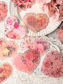 10pcs Pack Heart Shaped Hollow Frame Decorative Paper Materials - one-size - View 1